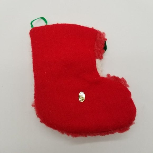 Santa Candy Cane & Snowman Broom Christmas Polyester Stocking Set Small 6" VTG - Picture 3 of 10